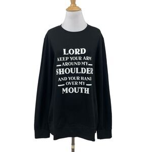 Lilicloth Sweatshirts Womens XXL 2XL Black Crew‎ Lord Prayer Sarcastic Pullover